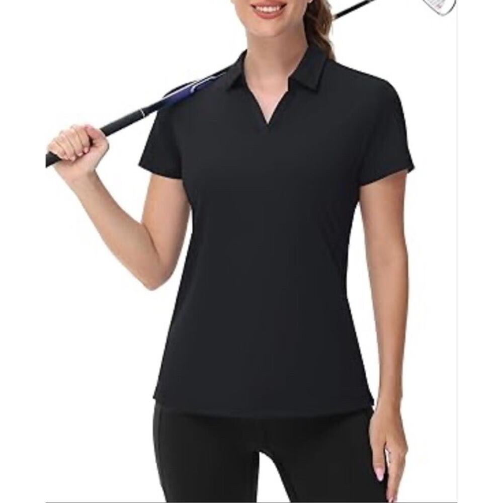 TBY Golf Shirt Womens XXL Travels Together With You BlackShort Sleeve Buttonless